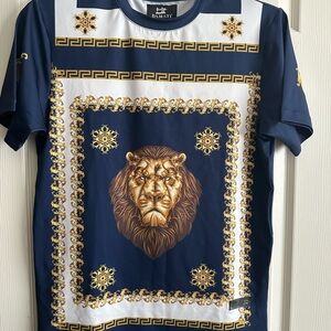 DAMATI Los Angeles, Street Wear. Navy blue with gold shirt.